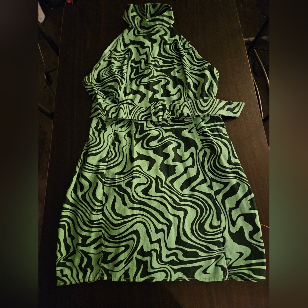 NWT ASOS Black and Green Halter dress